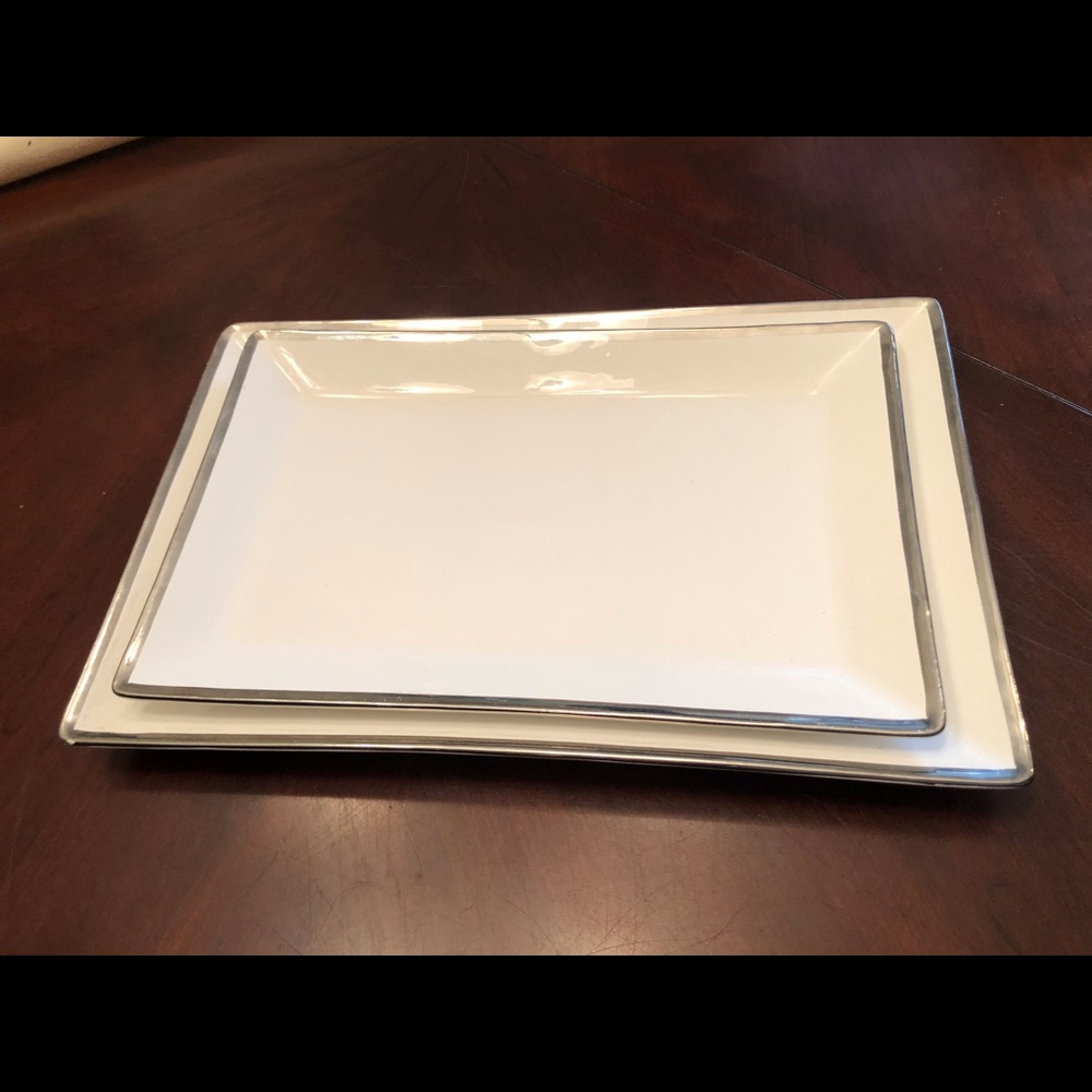 Dishes porcelain with silver edging